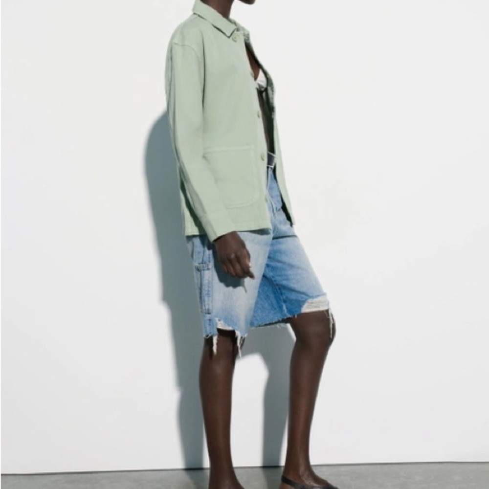 Zara Sage Green Oversized Jacket - Picture 6 of 6